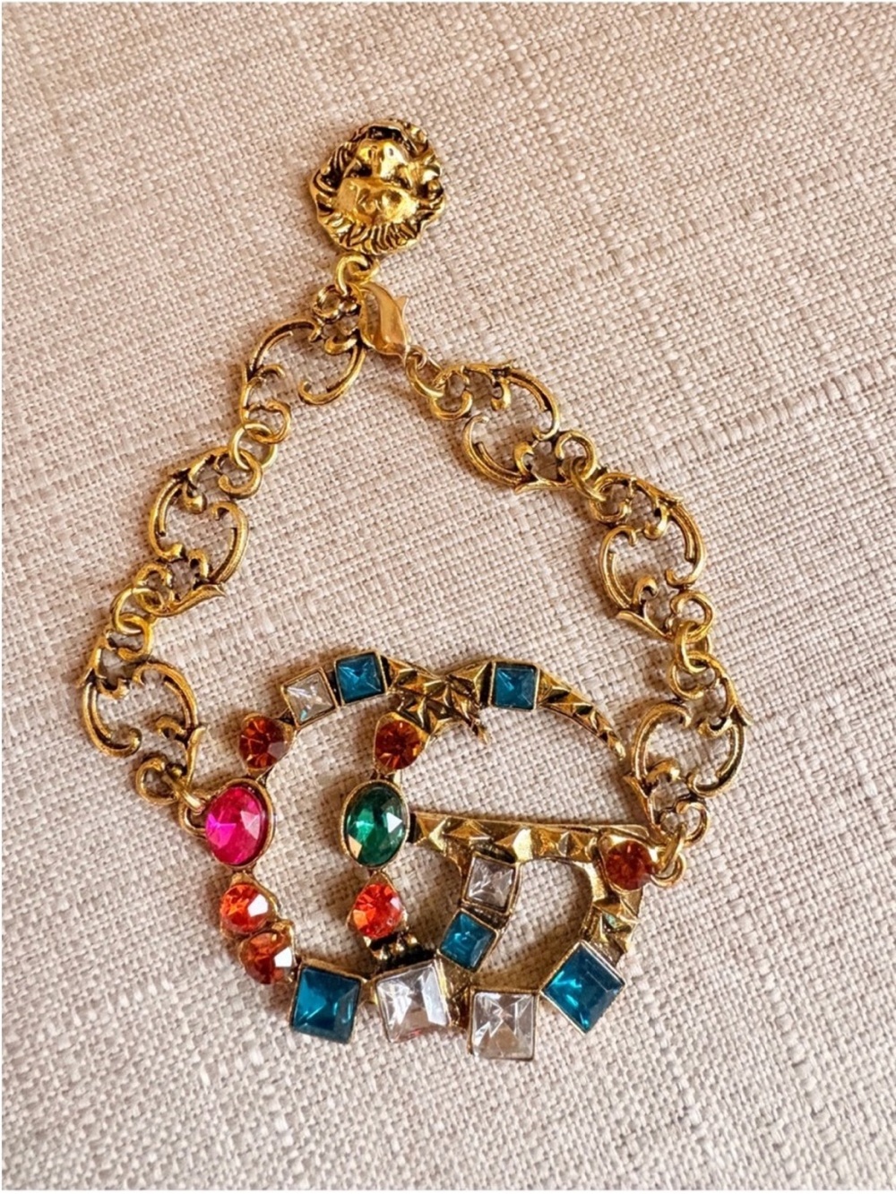 GG Gold-Tone Multicolor Crystal Statement Bracelet